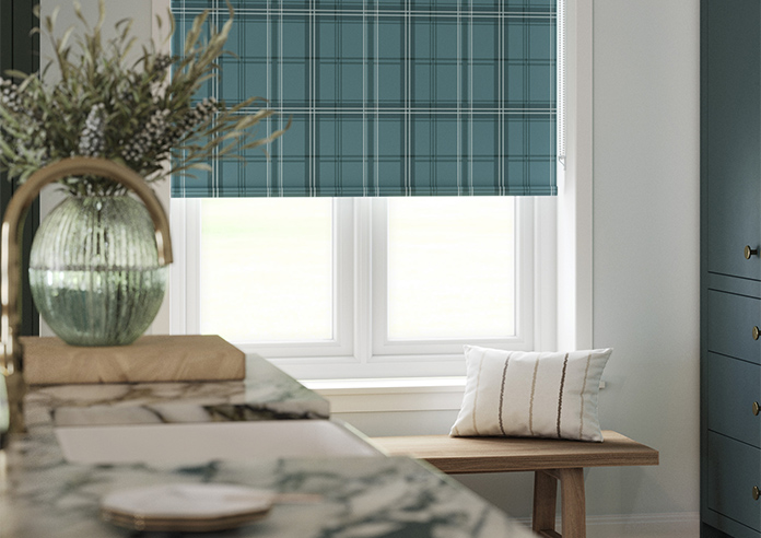 Montrose (Blackout), Tartan Teal - Twist&Fit Roller Blind - Image 5